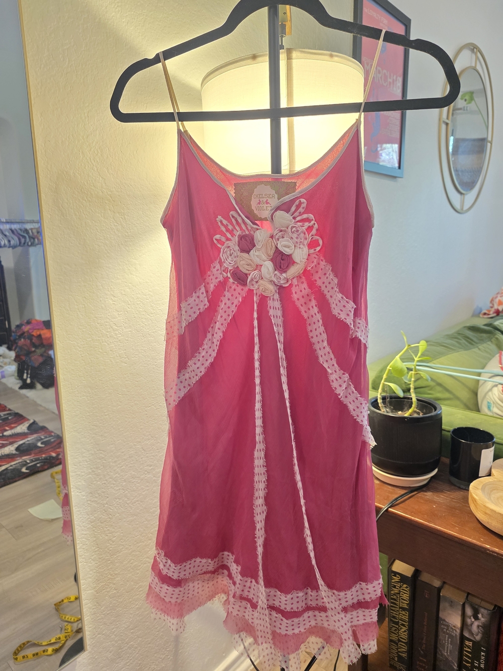 Chelsea & Violet Pink Floral Rosette Slip